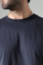 Erkek Oversize Yaka T-Shirt Kaşkorseli Kısa Kol Füme - Görsel 4