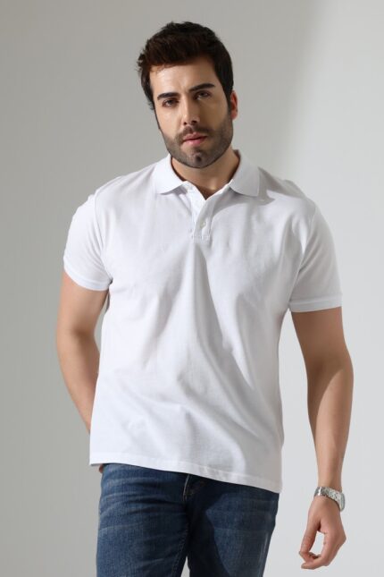 DİES Beyaz Erkek Polo Yaka T-shirt Regular