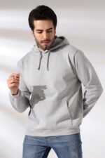 Erkek Kapüşonlu Sweatshirt 2 İplik Şardonlu Gri-melanj