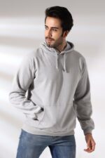 Erkek Kapüşonlu Sweatshirt 2 İplik Şardonlu Gri-melanj - Görsel 4