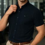 Premium Erkek Kısa Kol Yazlık Gömlek Lacivert