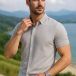 Premium Erkek Kısa Kol Yazlık Gömlek Taş