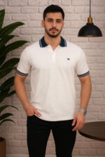 TROYLİFE Premium Polo Yaka Erkek Beyaz T-shirt