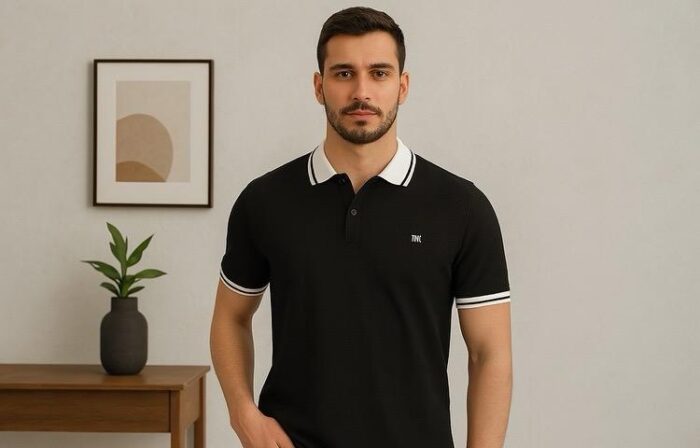 TROYLİFE Premium Polo Yaka Erkek Siyah T-shirt - Görsel 2