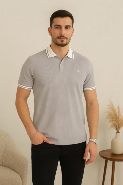 TROYLİFE Premium Polo Yaka Erkek Taş T-shirt