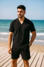 Jakar Gömlek Şort Takım Erkek Zara Siyah