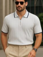 Erkek Triko T-shirt Regular Örme Beyaz - Görsel 2