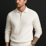 POLO YAKA TRİKO KAZAK KALIN REGULAR ERKEK BEYAZ