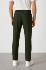 LİKRALI ESNEK PANTOLON KETEN GÖRÜNÜMLÜ İPLİ HAKİ - Görsel 2