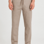 LİKRALI ESNEK PANTOLON KETEN GÖRÜNÜMLÜ İPLİ KREM