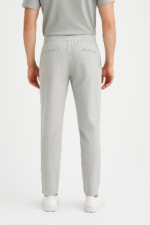 LİKRALI ESNEK PANTOLON KETEN GÖRÜNÜMLÜ İPLİ BEYAZ - Görsel 2