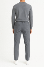 LİKRALI ESNEK PANTOLON KETEN GÖRÜNÜMLÜ İPLİ ANTRASİT - Görsel 2