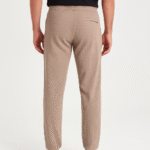 LİKRALI ESNEK PANTOLON KETEN GÖRÜNÜMLÜ İPLİ KREM - Görsel 2