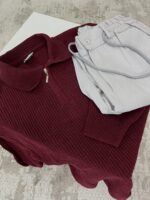 BORDO KAZAK + BEYAZ LİKRALI PANTOLON KOMBİN2