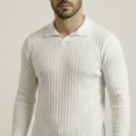 Artizm Doğal Polo Yaka Kazak Beyaz Renk