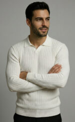 Artizm Doğal Polo Yaka Kazak Beyaz Renk - Görsel 2