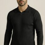 Artizm Doğal Polo Yaka Kazak Siyah Renk