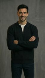 Artizm Yarım Fermuarlı Polo Yaka Kazak Siyah - Görsel 2